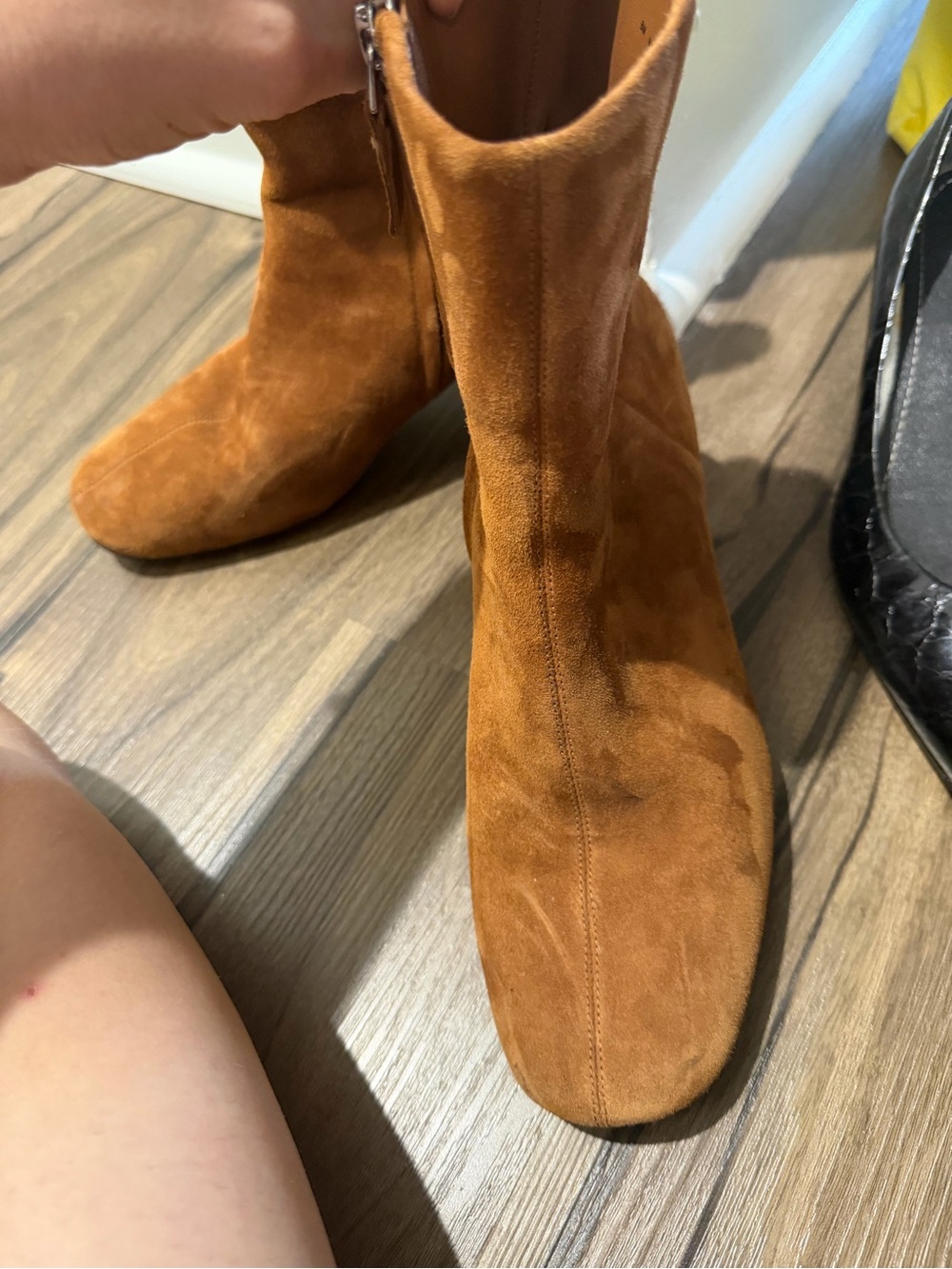 Everlane Suede Ankle Boots in Cognac Brown